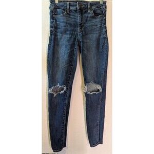 American Eagle High Rise Jegging Jeans Ripped Blue Women's Size 26x27 (783)